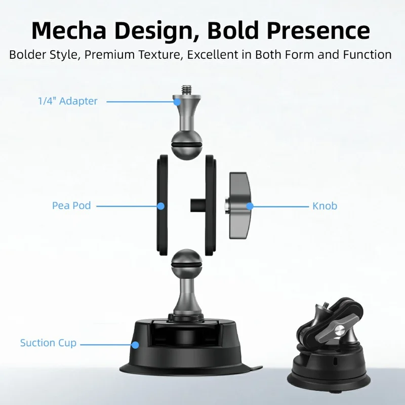 FLYMILE For Action Cameras 360 Degree Rotating Aluminum Alloy Car Suction Cup Mount Bracket