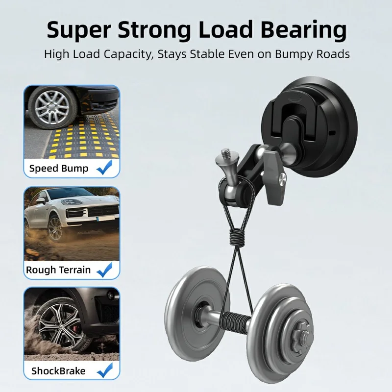 FLYMILE For Action Cameras 360 Degree Rotating Aluminum Alloy Car Suction Cup Mount Bracket