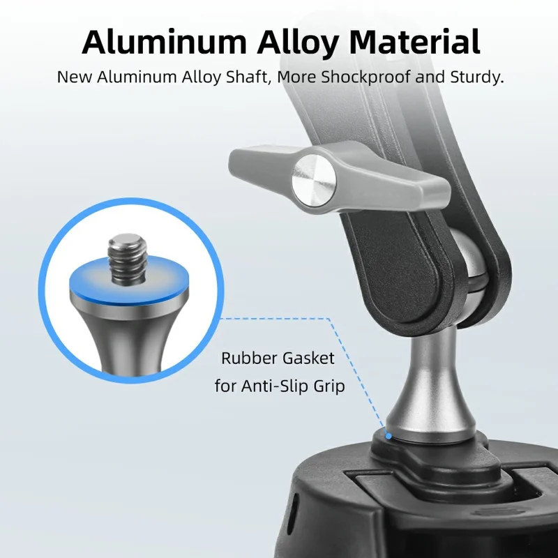 FLYMILE Pour Caméras d'Action Montage Rotatif à 360 Degrés en Alliage d'Aluminium Ventouse de Voiture avec Tige d'Extension