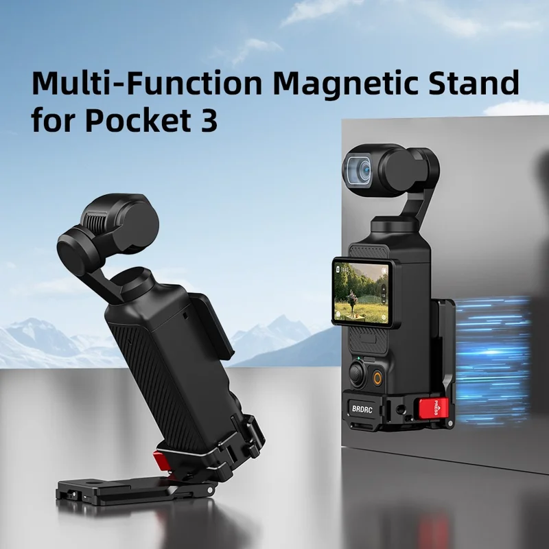 BRDRC For DJI Osmo Pocket 3 Multifuctional Magnetic Bracket Mount Expansion Adapter with Wrist Strap
