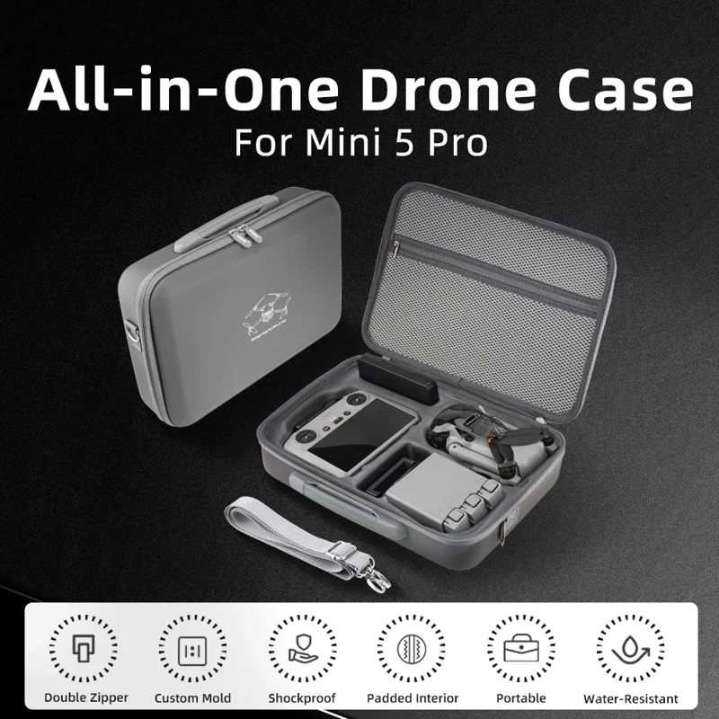 For DJI Mini 5 Pro Storage Case Drone Carrying Portable Bag with Shoulder Strap