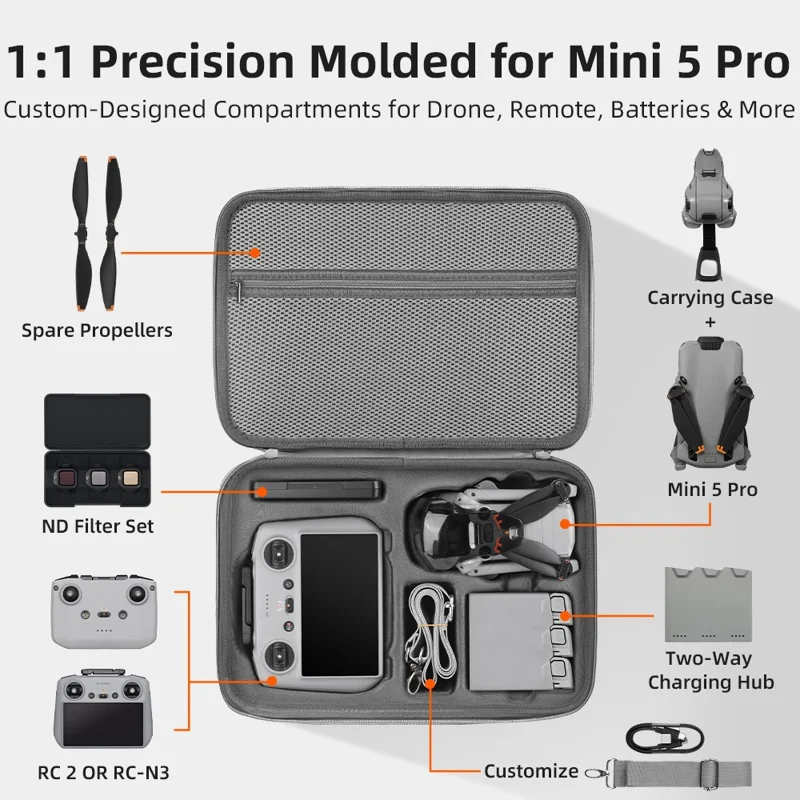 For DJI Mini 5 Pro Storage Case Drone Carrying Portable Bag with Shoulder Strap