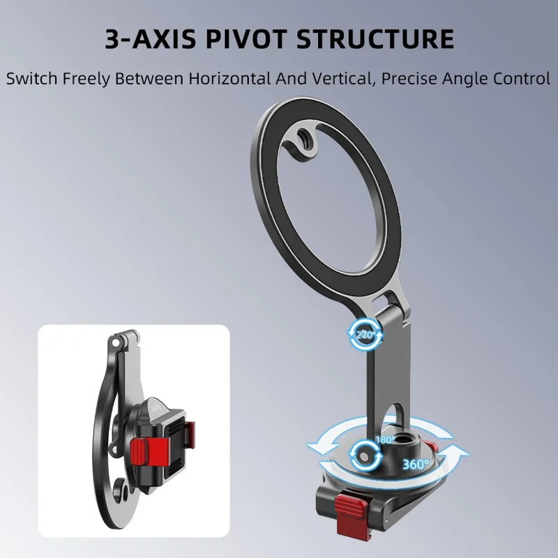 FLYMILE Quick Release Magnetic Mount for DJI Osmo Action 5 Pro / 4 / 3 / Osmo 360 3-Axis Pivot Structure Camera Holder