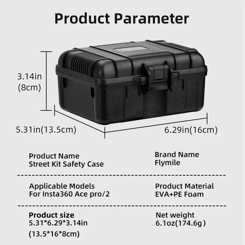 FLYMILE For Insta360 Ace Pro / Ace Pro 2 Case Portable Street Shooting Kit Storage Travel Bag