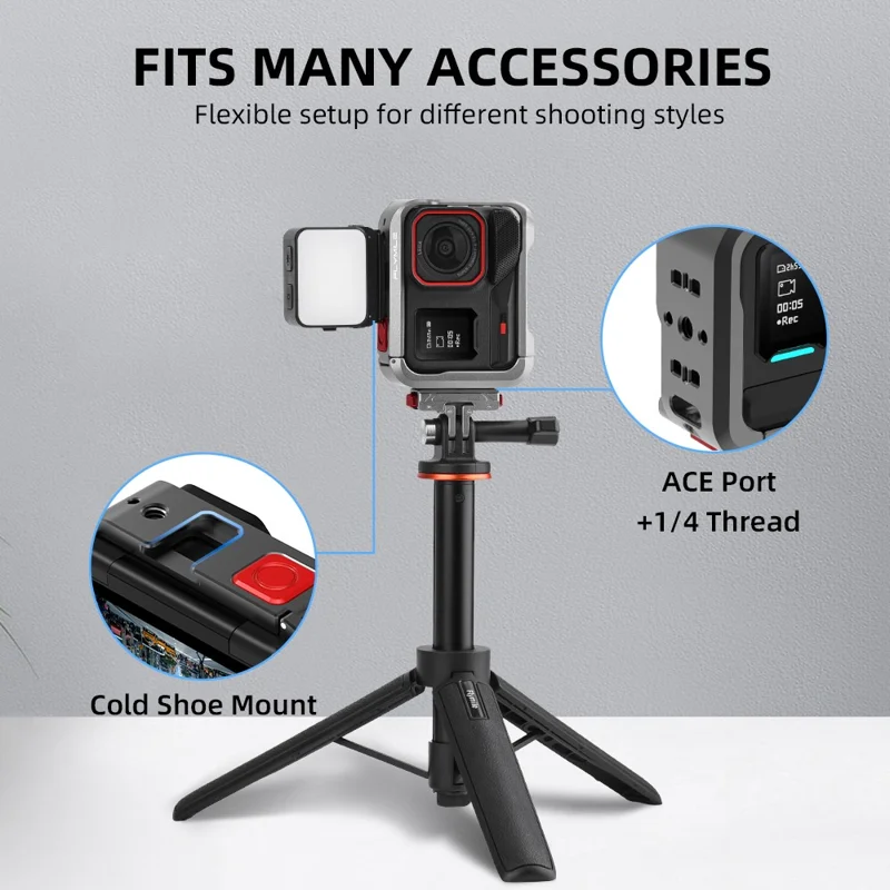 FLYMILE Metal Cage for Insta360 Ace Pro 2 / Ace Pro Aluminum Alloy Camera Frame Protective Cover