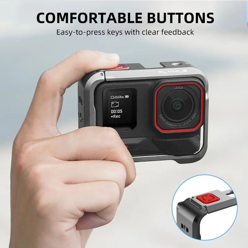 FLYMILE Metal Cage for Insta360 Ace Pro 2 / Ace Pro Aluminum Alloy Camera Frame Protective Cover