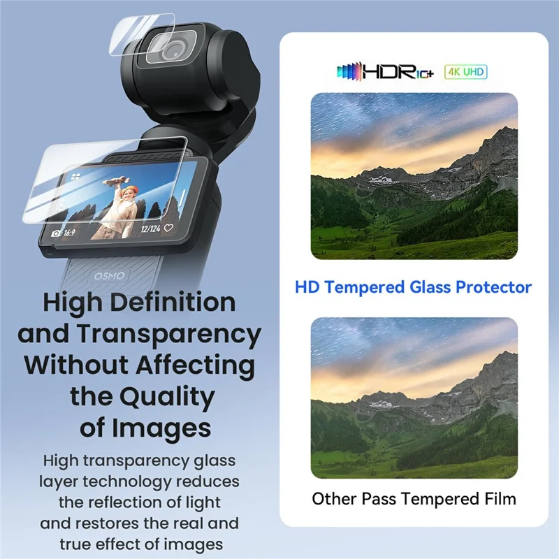 AMAGISN 2Pcs Screen Protector For DJI Pocket 3 Tempered Glass Film HD Protective Film Action Camera Accessory