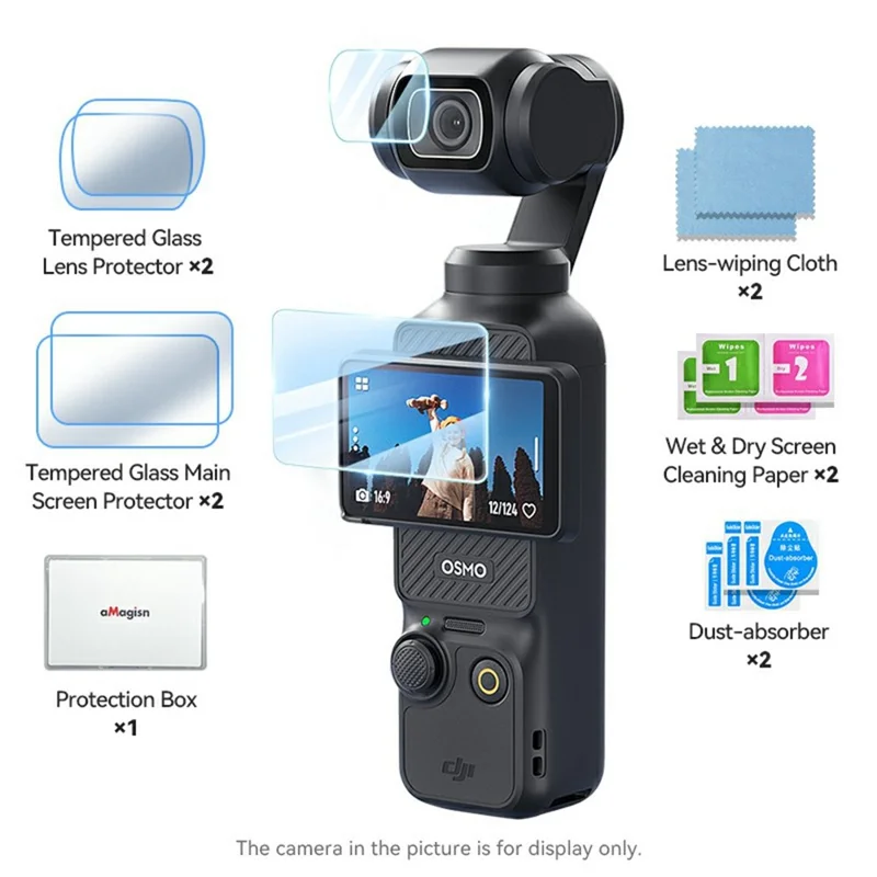 AMAGISN 2Pcs Screen Protector For DJI Pocket 3 Tempered Glass Film HD Protective Film Action Camera Accessory