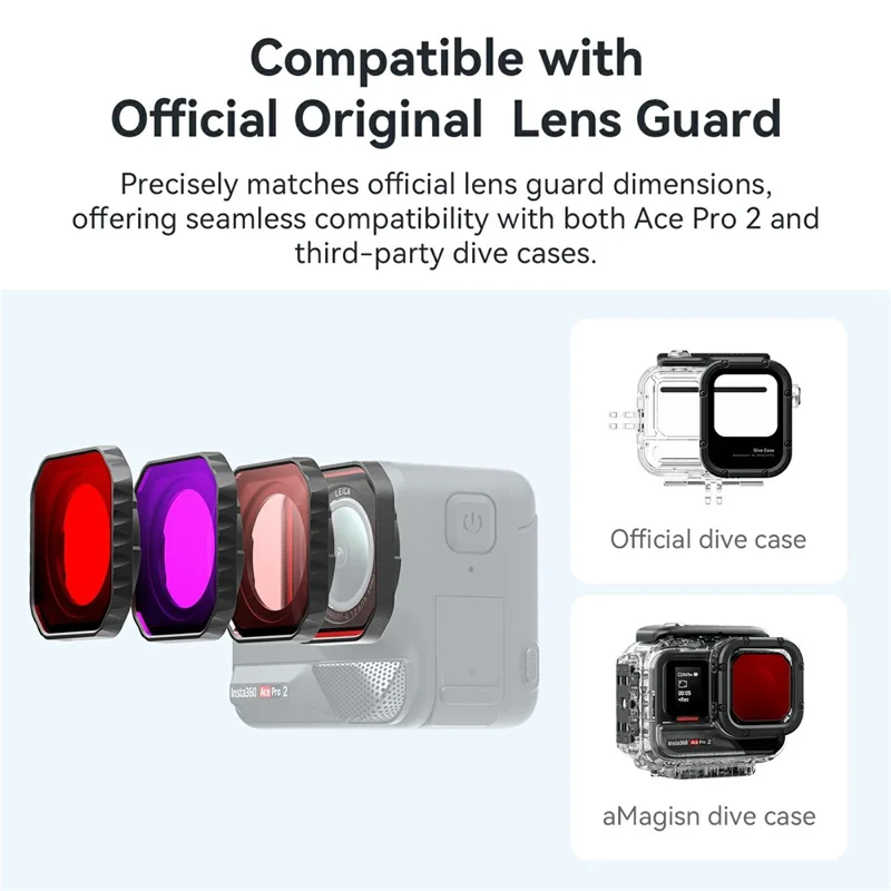 AMAGISN For Insta360 Ace Pro 2 Diving Filter Underwater Camera Accessory Waterproof Filters - Red