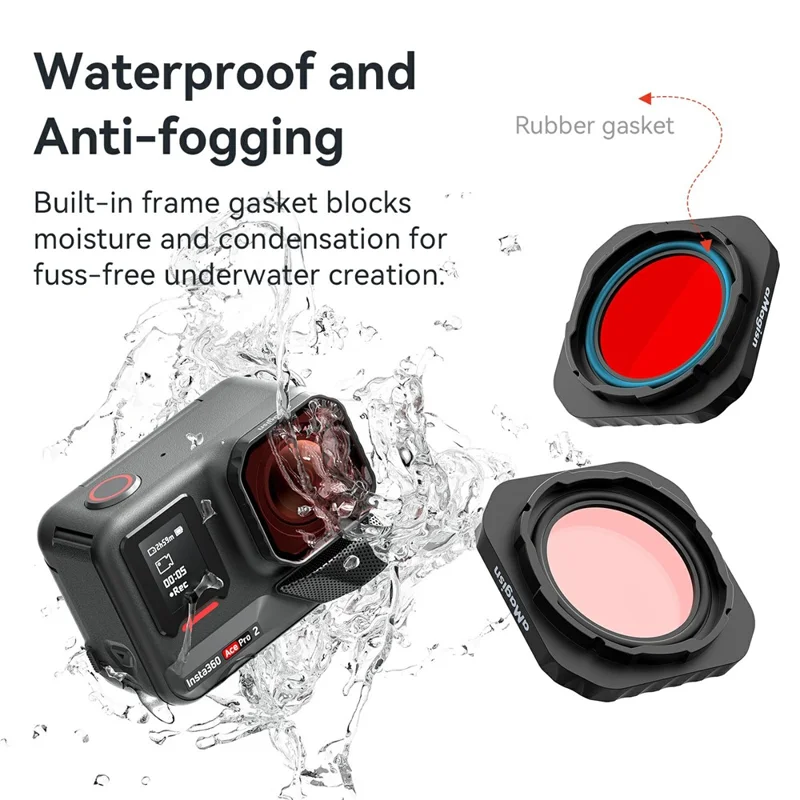 AMAGISN For Insta360 Ace Pro 2 Diving Filter Underwater Camera Accessory Waterproof Filters - Red