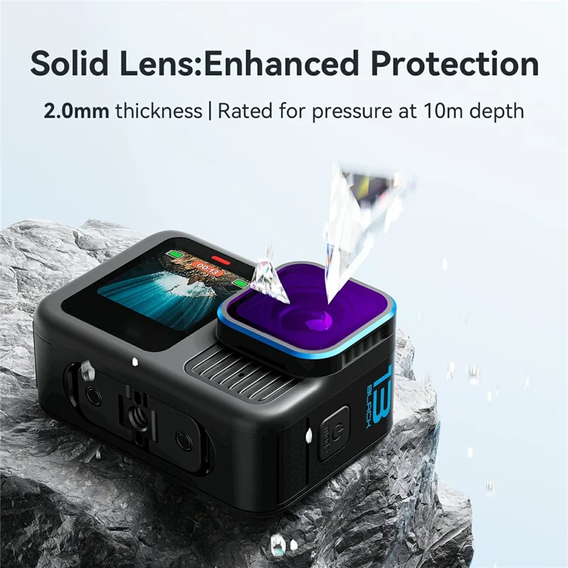 Obiektyw filtra do nurkowania AMAGISN do kamery akcji GoPro Hero 13 / 12 / 11 / 11 Mini / 10 / 9, wodoodporny filtr – jasnoczerwony