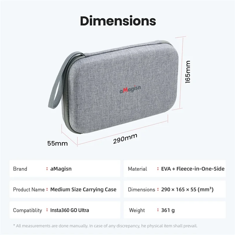 AMAGISN For Insta360 Go Ultra Storage Bag Protective Carrying Case Sports Camera Accessories