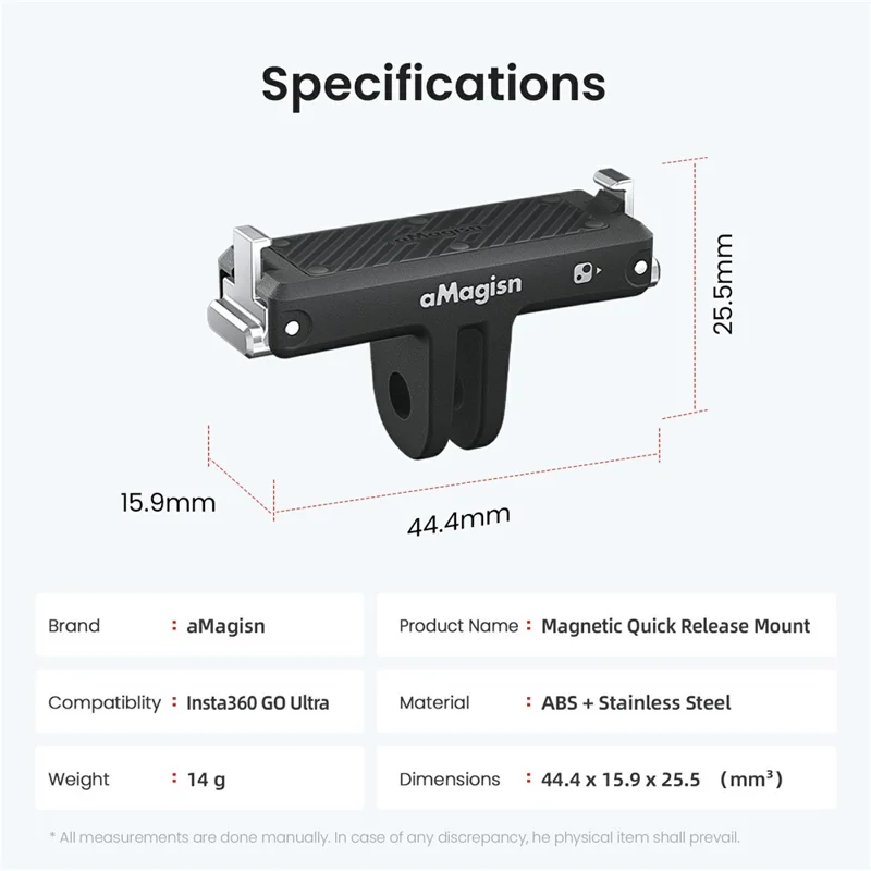 AMAGISN For Insta360 Go Ultra Magnetic Quick Release Base Action Camera Mount Bracket