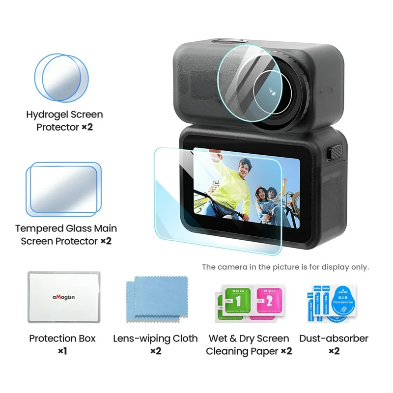 AMAGISN 2Pcs Screen Protector Set for DJI Osmo Nano Tempered Glass HD Protective Film Action Camera Accessories