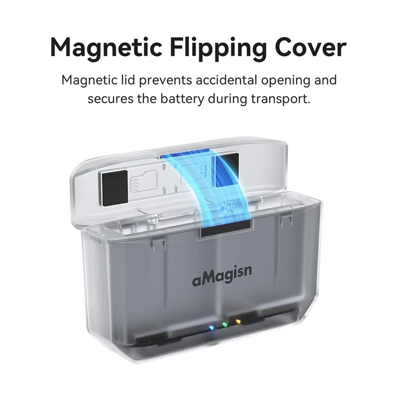 AMAGISN PD12 hurtig oplader til DJI Osmo Action 5 Pro / 4 / 3 / Osmo 360 kamera, batteriopbevaringskasse