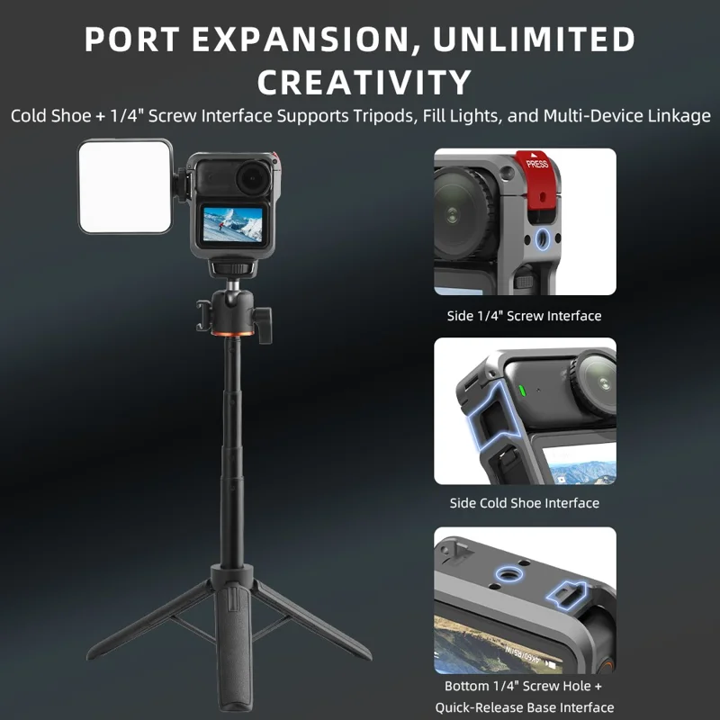 FLYMILE Für DJI Osmo Nano Metall-Käfig Dual-Locking Silikon-Schutzrahmen Magnetischer Schnellverschluss