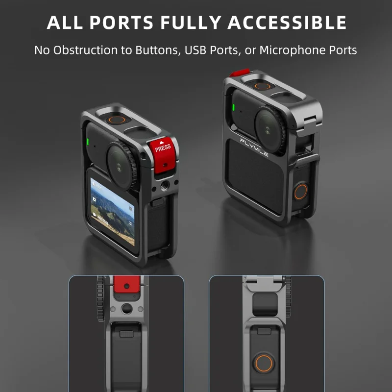 FLYMILE Für DJI Osmo Nano Metall-Käfig Dual-Locking Silikon-Schutzrahmen Magnetischer Schnellverschluss