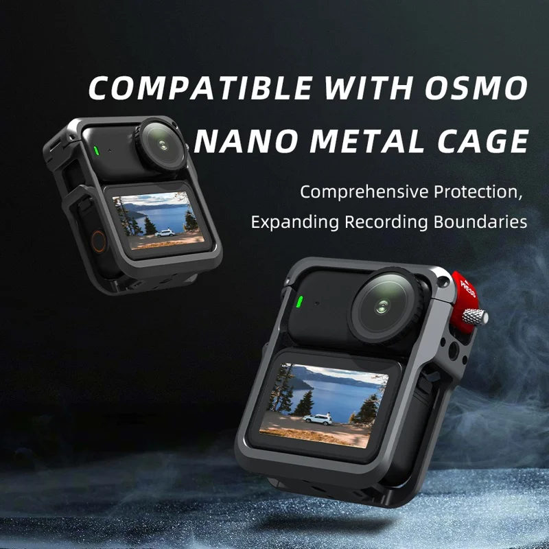 FLYMILE Für DJI Osmo Nano Metall-Käfig Dual-Locking Silikon-Schutzrahmen Magnetischer Schnellverschluss