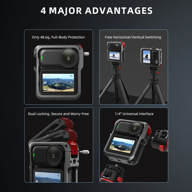 FLYMILE Für DJI Osmo Nano Metall-Käfig Dual-Locking Silikon-Schutzrahmen Magnetischer Schnellverschluss