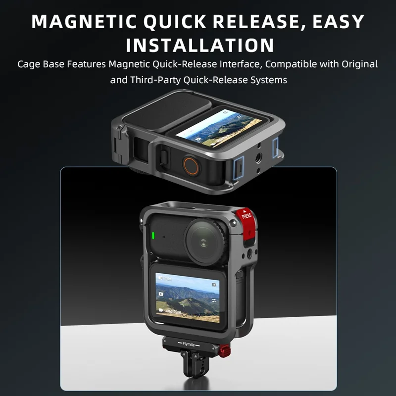 FLYMILE Für DJI Osmo Nano Metall-Käfig Dual-Locking Silikon-Schutzrahmen Magnetischer Schnellverschluss