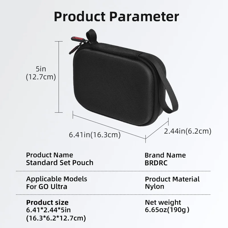 BRDRC för Insta360 Go Ultra Standard Edition förvaringslåda Skyddsväska med stötvågar Avdelningar