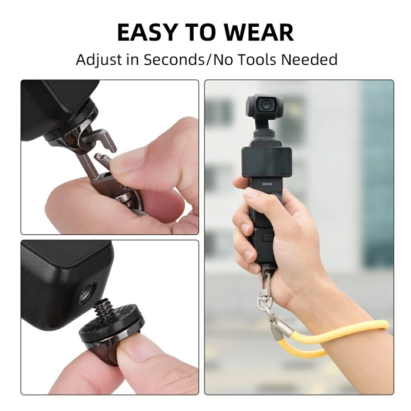 FLYMILE pour Caméra d'Action Sangle de Poignet Ajustable Universelle en Polyester Respirante et Sécurisée - Noir