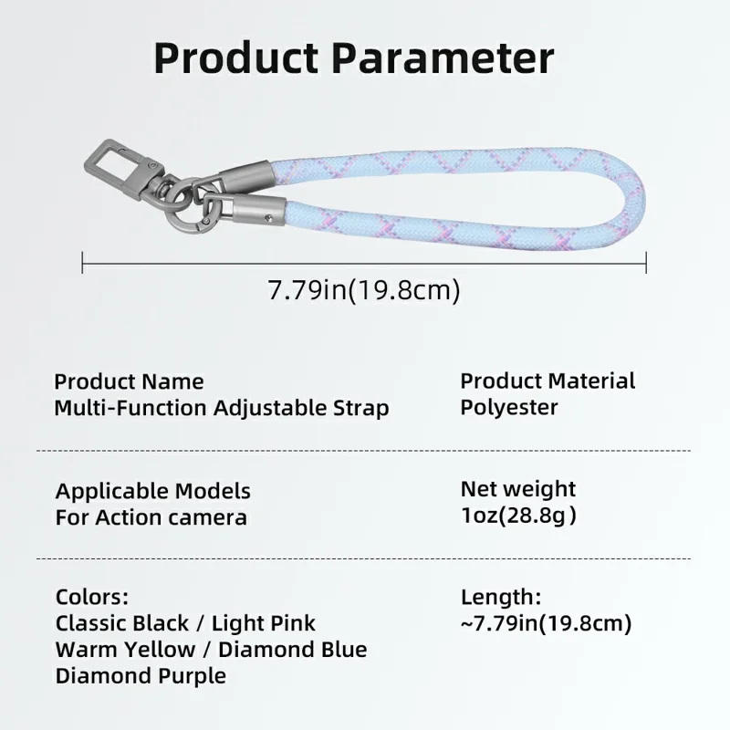 FLYMILE pour Caméra d'Action Sangle de Poignet Ajustable Universelle en Polyester Respirante et Sécurisée - Noir