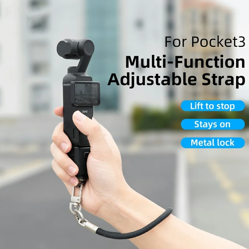 FLYMILE pour Caméra d'Action Sangle de Poignet Ajustable Universelle en Polyester Respirante et Sécurisée - Noir