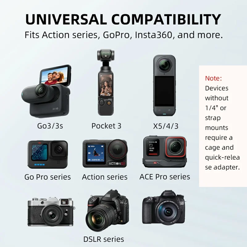 FLYMILE pour Caméra d'Action Sangle de Poignet Ajustable Universelle en Polyester Respirante et Sécurisée - Noir