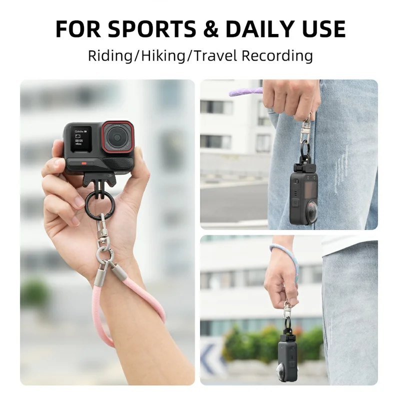 FLYMILE pour Caméra d'Action Sangle de Poignet Ajustable Universelle en Polyester Respirante et Sécurisée - Noir