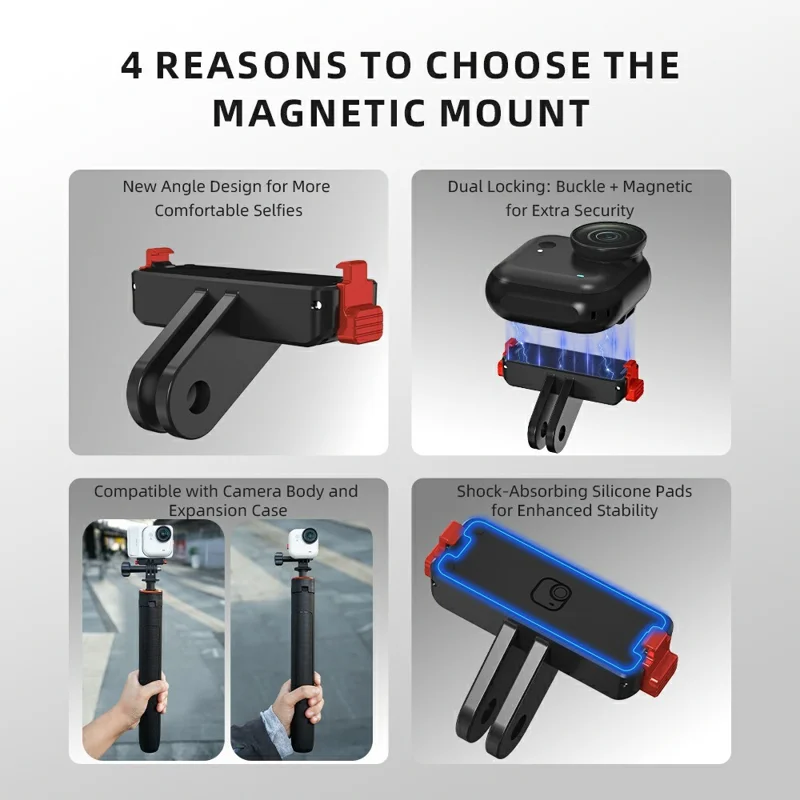 FLYMILE dla Insta360 Go Ultra Magnetyczny Adapter Montażowy Złącze Szybkiego Montażu Przenośne Akcesoria z Metalową Przysawką - Czarny