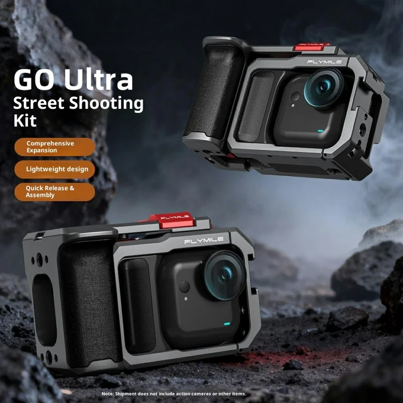 FLYMILE For Insta360 Go Ultra Street Photography Handle Set Camera Ergonomic Grip with Cold Shoe Mount