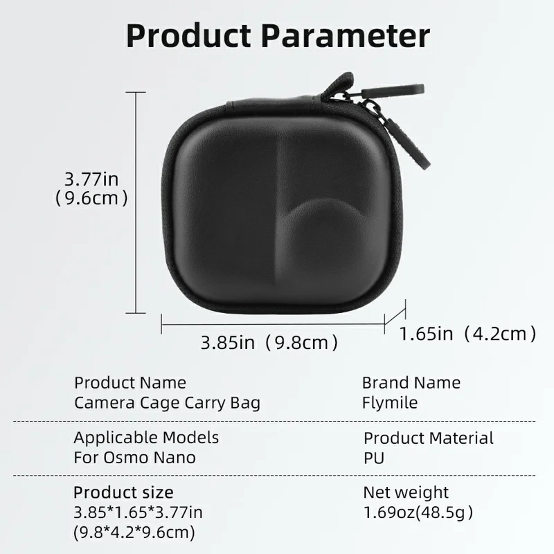 FLYMILE For DJI Osmo Nano Camera Cage-Compatible Shockproof Carry Case PU Leather Portable Storage Bag