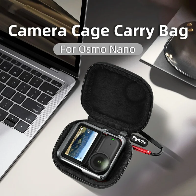 FLYMILE For DJI Osmo Nano Camera Cage-Compatible Shockproof Carry Case PU Leather Portable Storage Bag