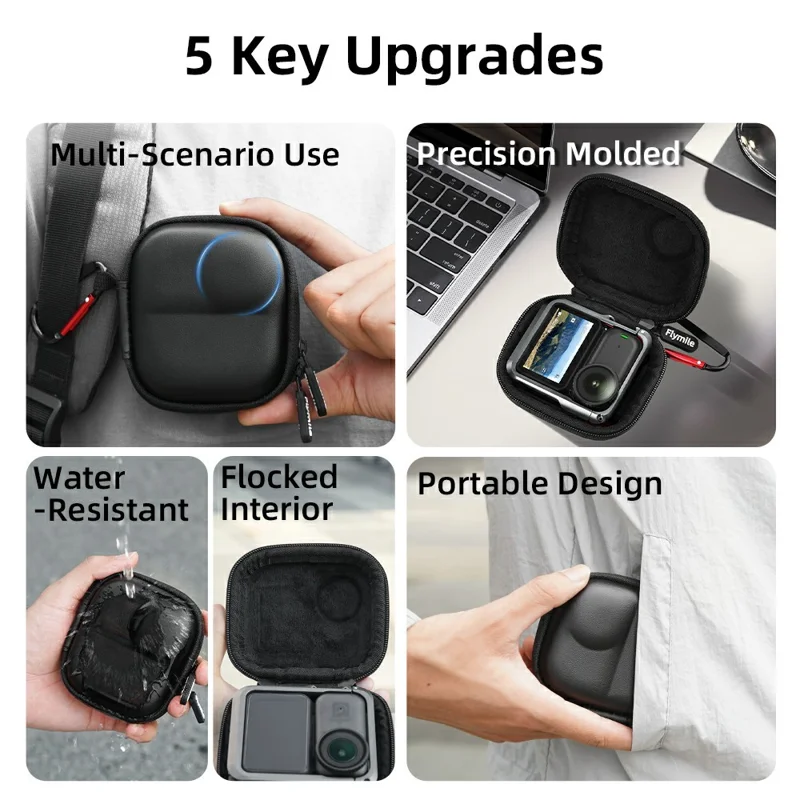 FLYMILE For DJI Osmo Nano Camera Cage-Compatible Shockproof Carry Case PU Leather Portable Storage Bag