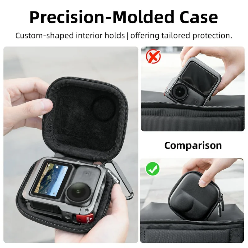 FLYMILE For DJI Osmo Nano Camera Cage-Compatible Shockproof Carry Case PU Leather Portable Storage Bag