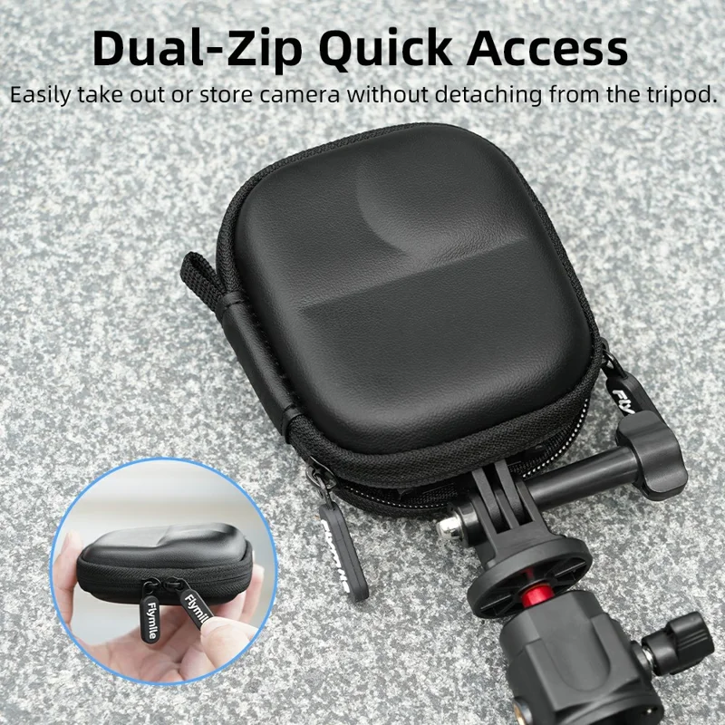 FLYMILE For DJI Osmo Nano Camera Cage-Compatible Shockproof Carry Case PU Leather Portable Storage Bag