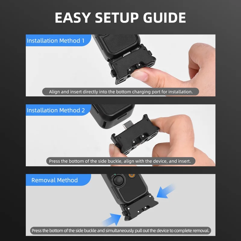 FLYMILE Per DJI OSMO POCKET 3 Base di ricarica magnetica Rilascio rapido Resistente ai graffi - Nero