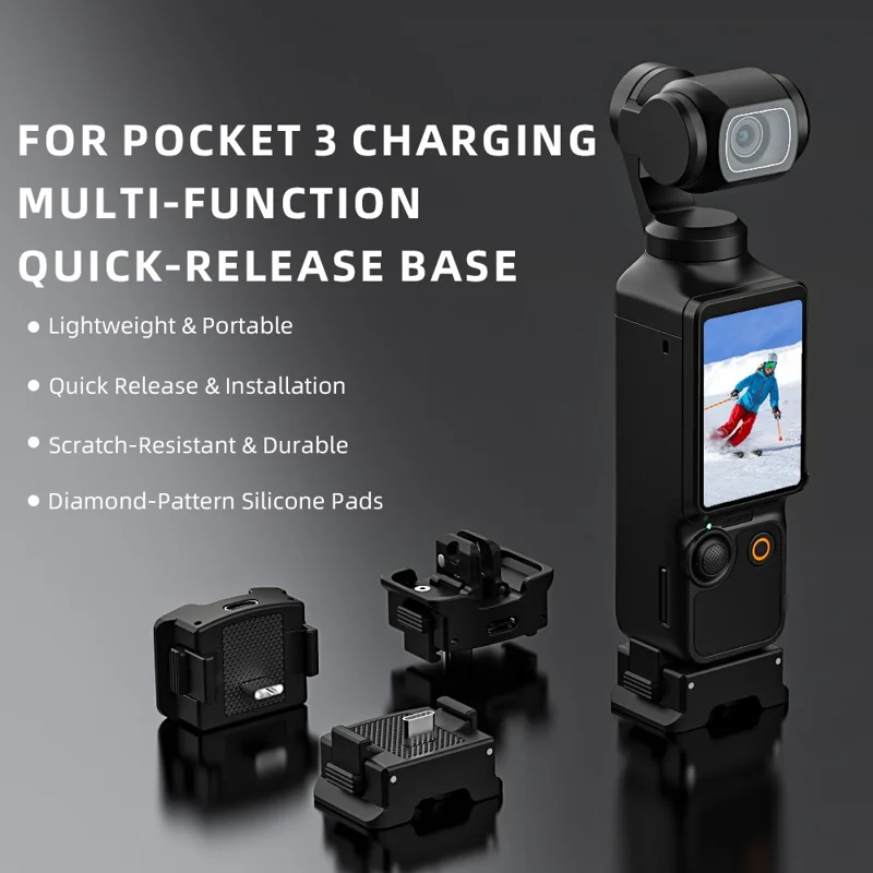 FLYMILE Per DJI OSMO POCKET 3 Base di ricarica magnetica Rilascio rapido Resistente ai graffi - Nero