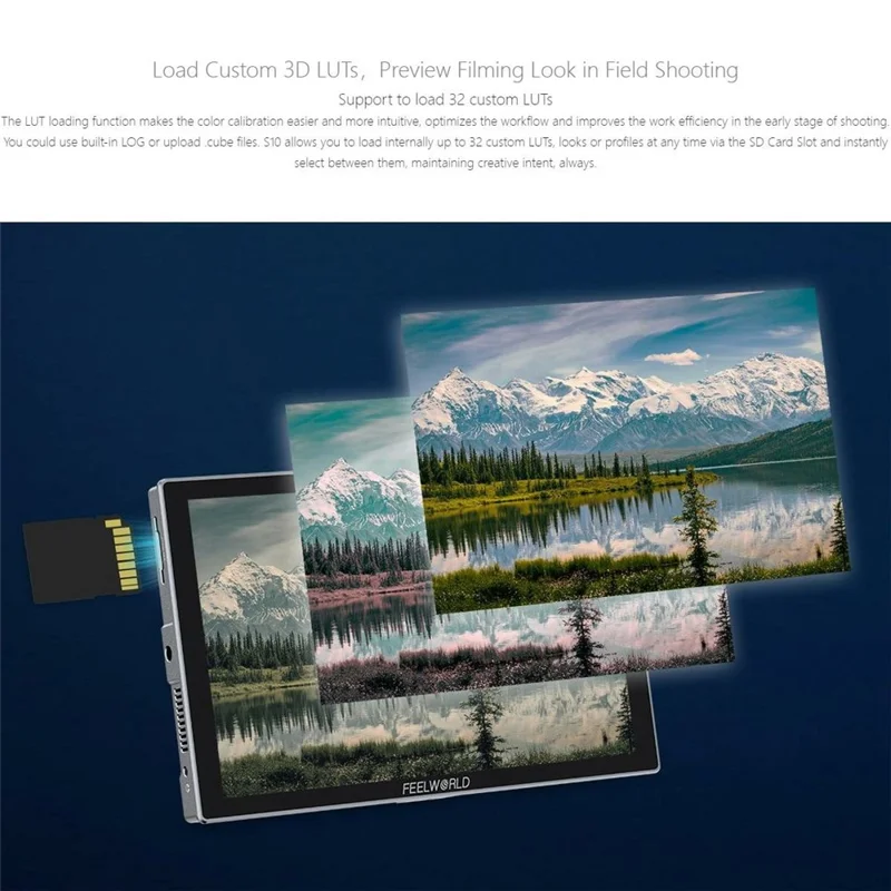 FEELWORLD S10 För kamera 10,1 tum 1200nit Hög ljusstyrka 12G SDI HD 2.0 Touch Monitor HDR 3D LUT Vågform