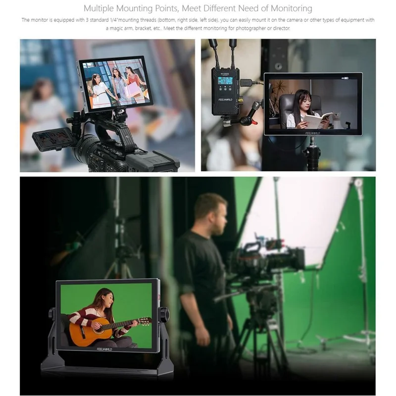 FEELWORLD S10 För kamera 10,1 tum 1200nit Hög ljusstyrka 12G SDI HD 2.0 Touch Monitor HDR 3D LUT Vågform