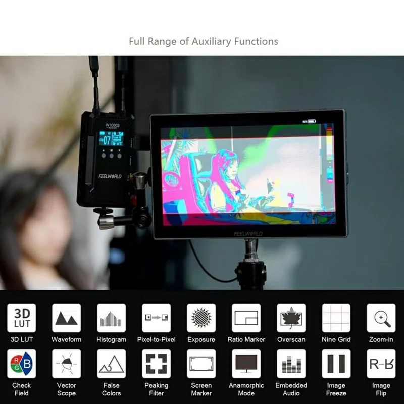 FEELWORLD S10 För kamera 10,1 tum 1200nit Hög ljusstyrka 12G SDI HD 2.0 Touch Monitor HDR 3D LUT Vågform