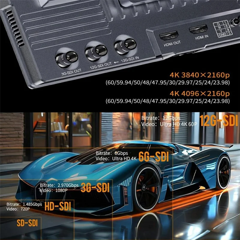 FEELWORLD S10 För kamera 10,1 tum 1200nit Hög ljusstyrka 12G SDI HD 2.0 Touch Monitor HDR 3D LUT Vågform