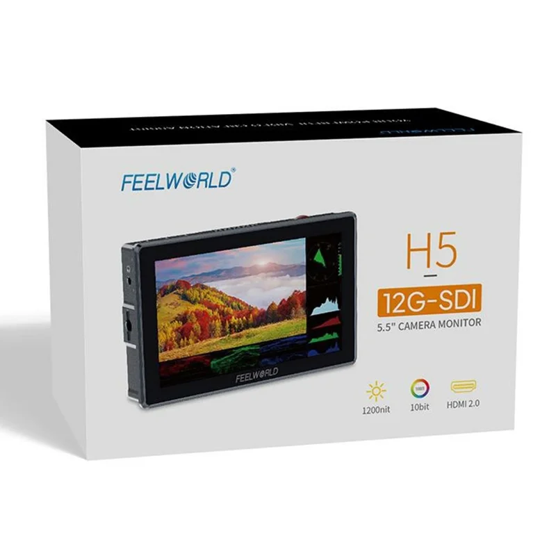 FEELWORLD H5 5,5 cala 1200 nit Monitor z Wysoką Jasnością 12G SDI HD 2.0 Dotykowy Monitor Placowy do Kamery