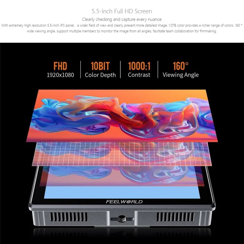 FEELWORLD H5 5,5 cala 1200 nit Monitor z Wysoką Jasnością 12G SDI HD 2.0 Dotykowy Monitor Placowy do Kamery
