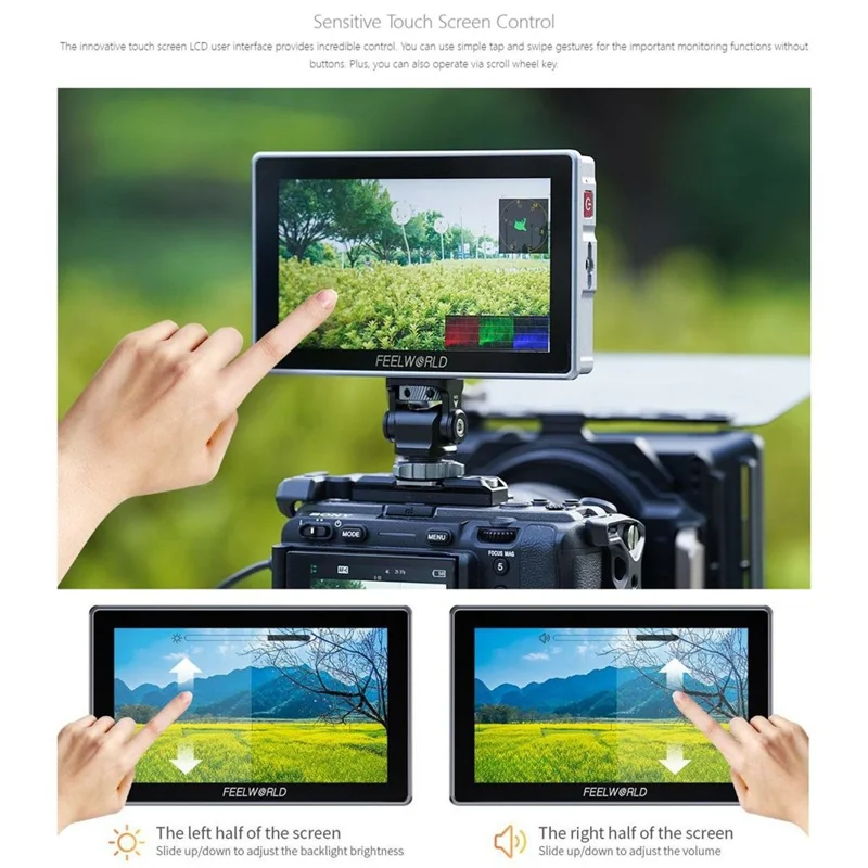 FEELWORLD H5 5,5 cala 1200 nit Monitor z Wysoką Jasnością 12G SDI HD 2.0 Dotykowy Monitor Placowy do Kamery