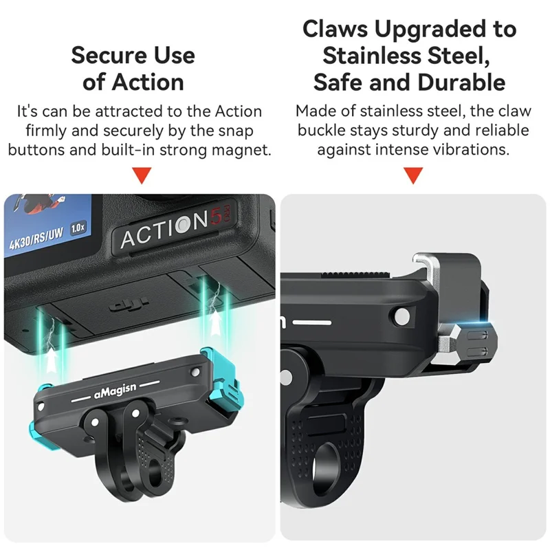 Base magnetica per montaggio bidirezionale rapido in lega di alluminio AMAGISN Nano TN11 per fotocamera DJI Osmo Nano / Osmo 360 / Action 5 Pro / 4 / 3