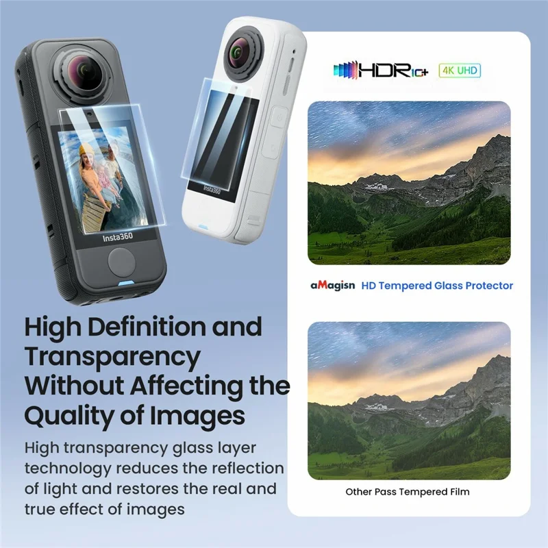 AMAGISN 2 Piezas para Insta360 X4 Air Protector de Pantalla Vidrio Templado de 9H Dureza Anti Arañazos