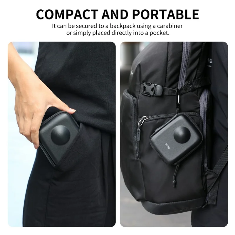 VRIG AC-57 Förvaringsväska för DJI Osmo 360-kamera, skyddsfodral i PU-läder med dragkedja mot stötar