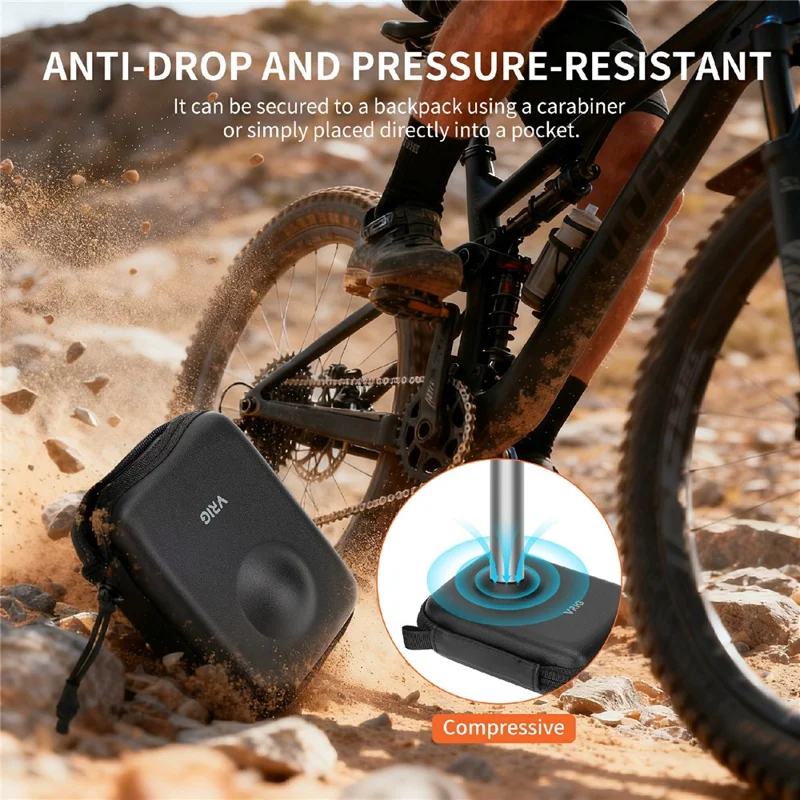 VRIG AC-57 Förvaringsväska för DJI Osmo 360-kamera, skyddsfodral i PU-läder med dragkedja mot stötar